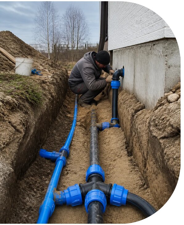 Монтаж наружного водопровода на участке под ключ в Пензе